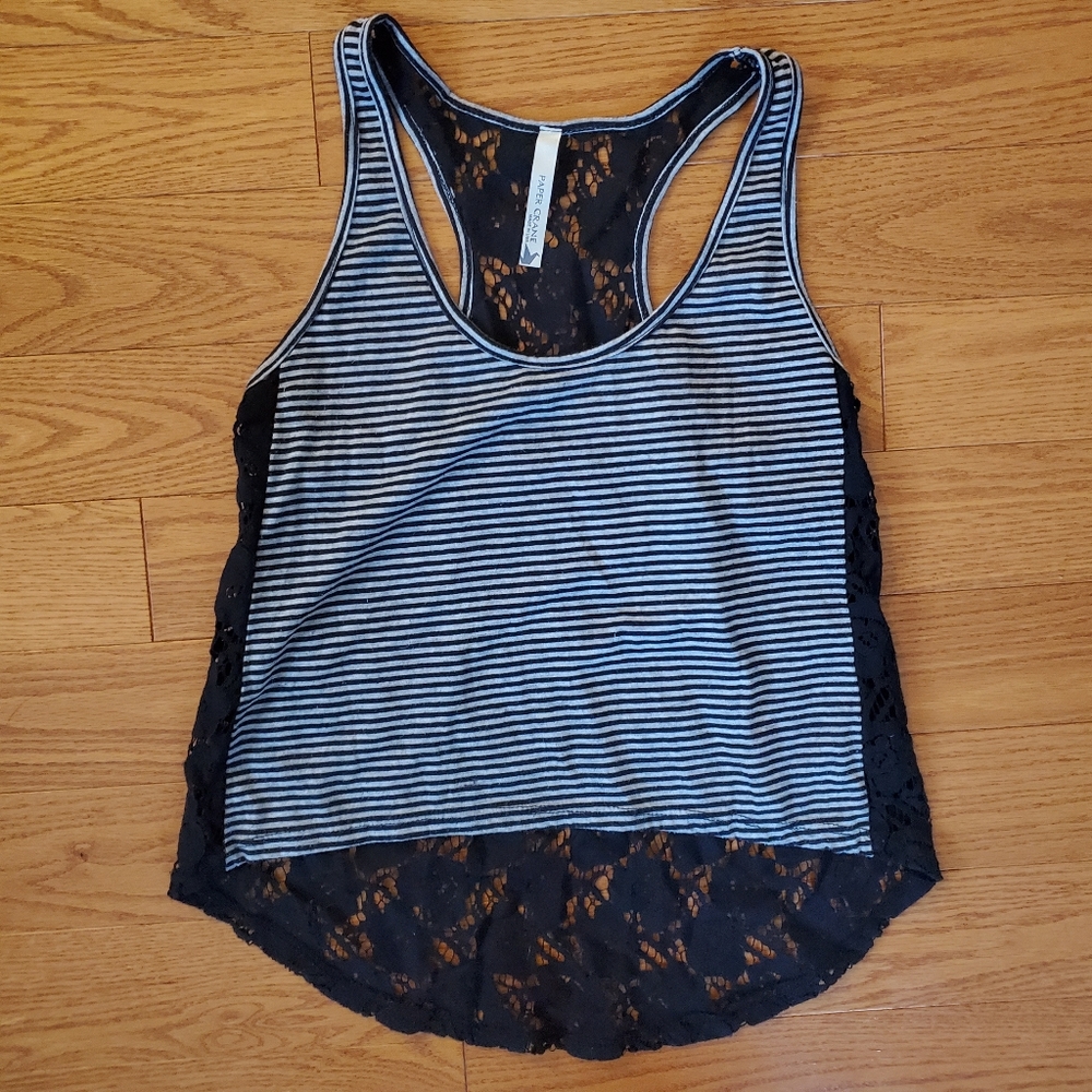 Lace/Striped crop tank
